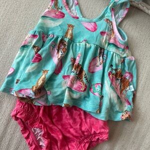 Posh Peanut Teal and Pink Kids Matching Set